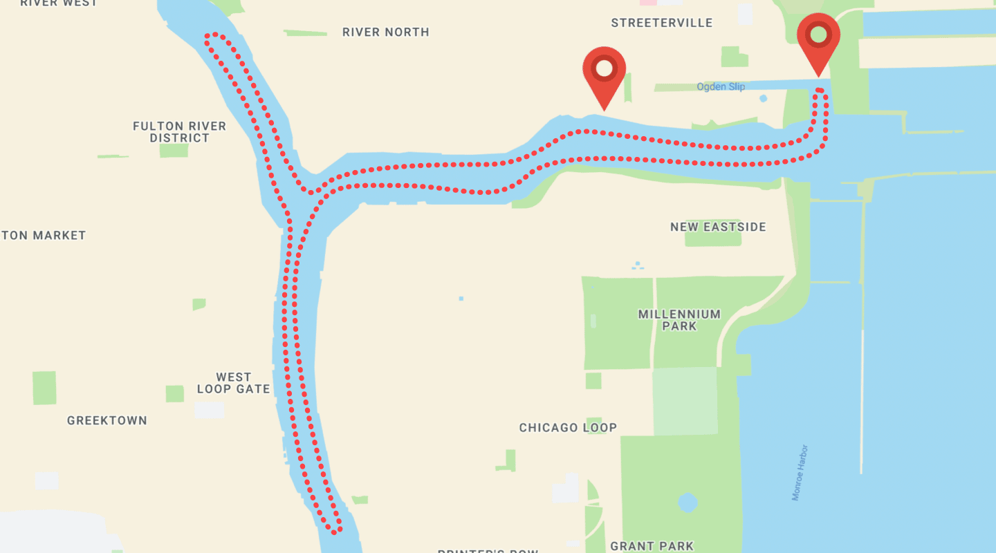 Map of Architecture River Tour route