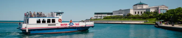 Shoreline Sightseeing water taxi at the Museum Campus / Buckingham Fountain dock in Chicago