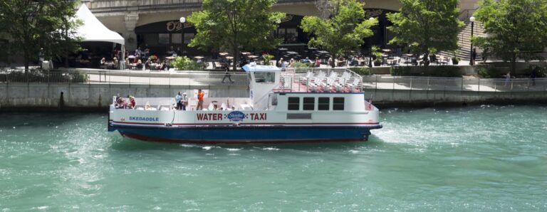 Shoreline Sightseeing water taxi at the Union Station / Willis Tower dock in Chicago